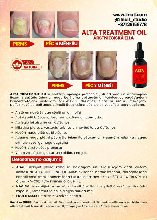 ALTA treatment eļļu var izmantot gan profesionālās procedūrās, gan mājas apstākļos