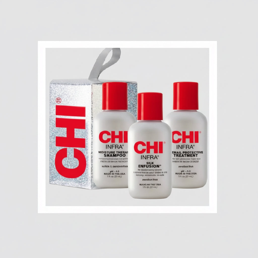 CHI Infra hair care product set with bottles and box 