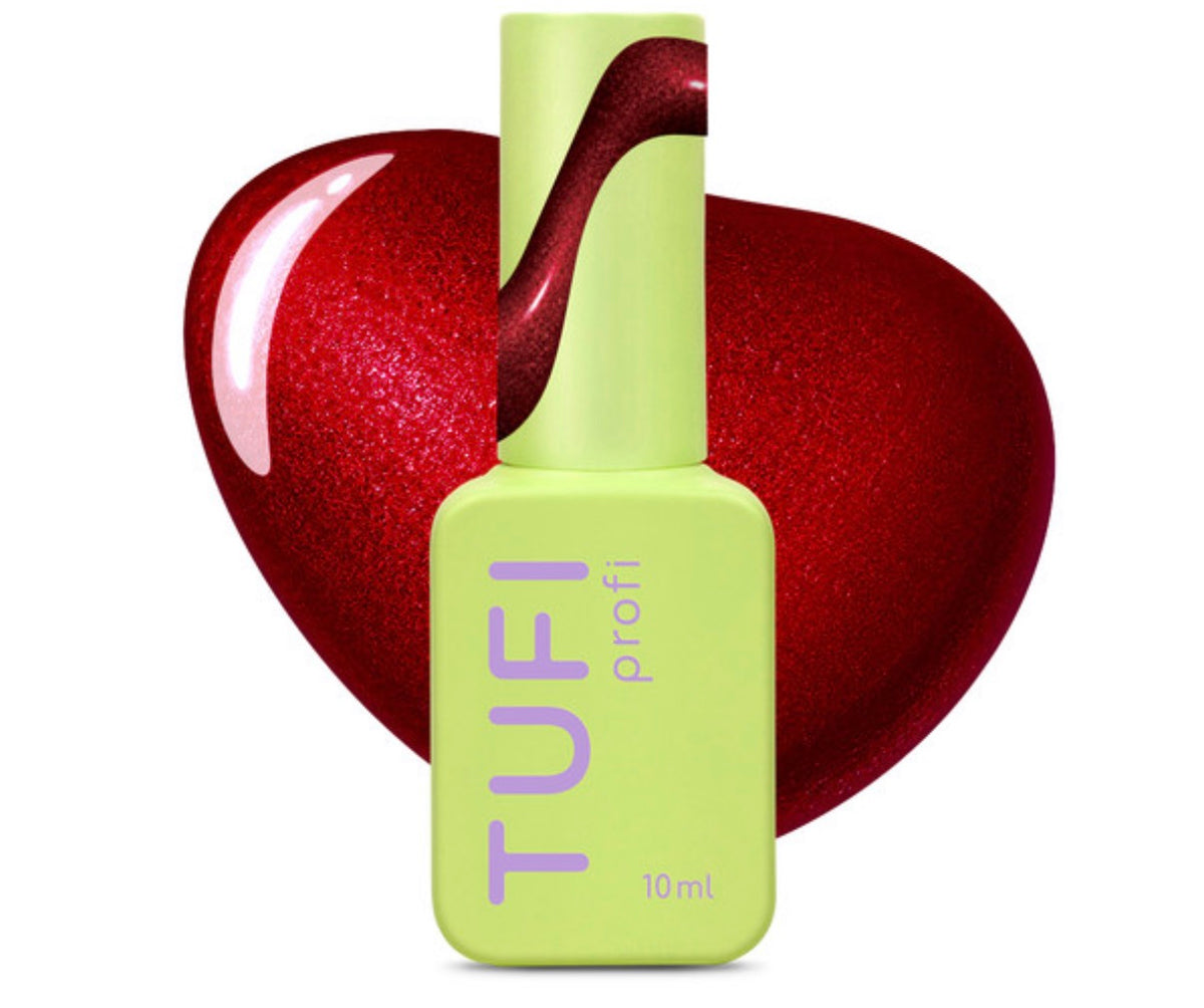 Gel polish Tufi profi REDLINE 12 Garnet Red with shimmer 10ml