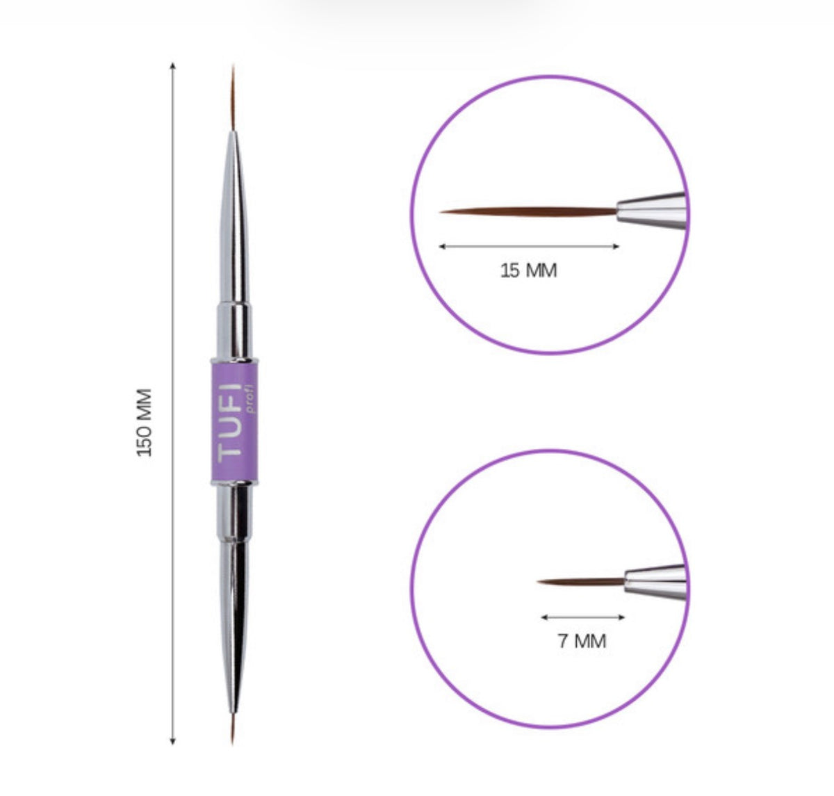 TUFI profi double-ended manicure brush liner 7mm/15mm