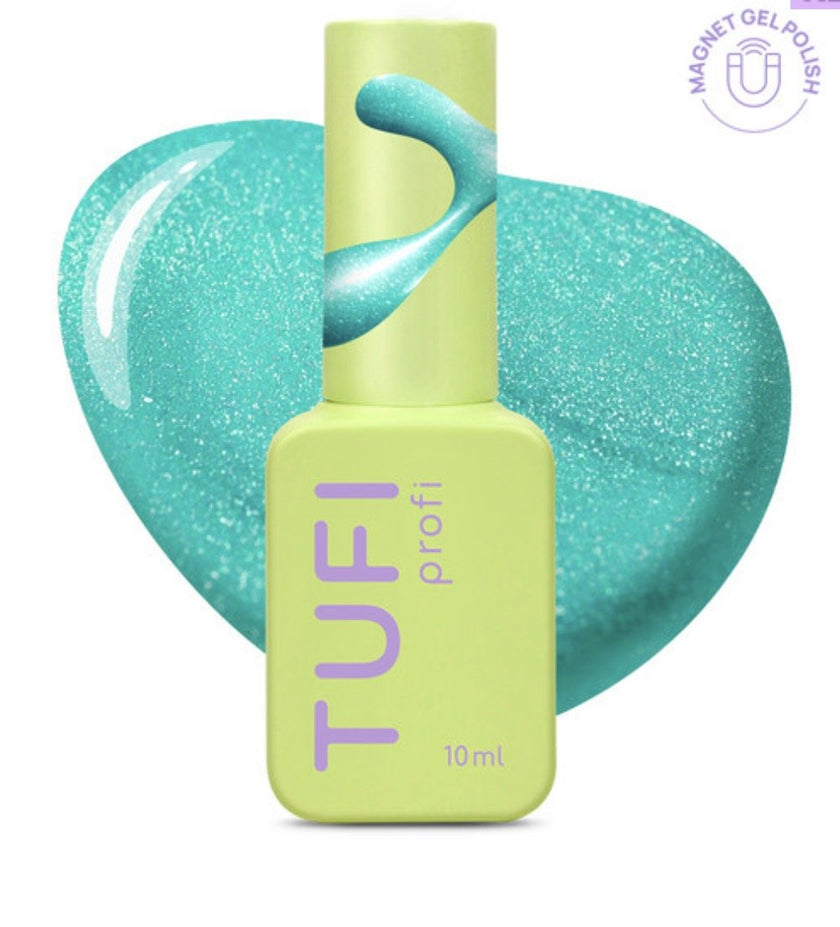 Gel polish TUFI profi NEON CAT EYE 53 Electric neon turquoise 10 ml - ilnail.com