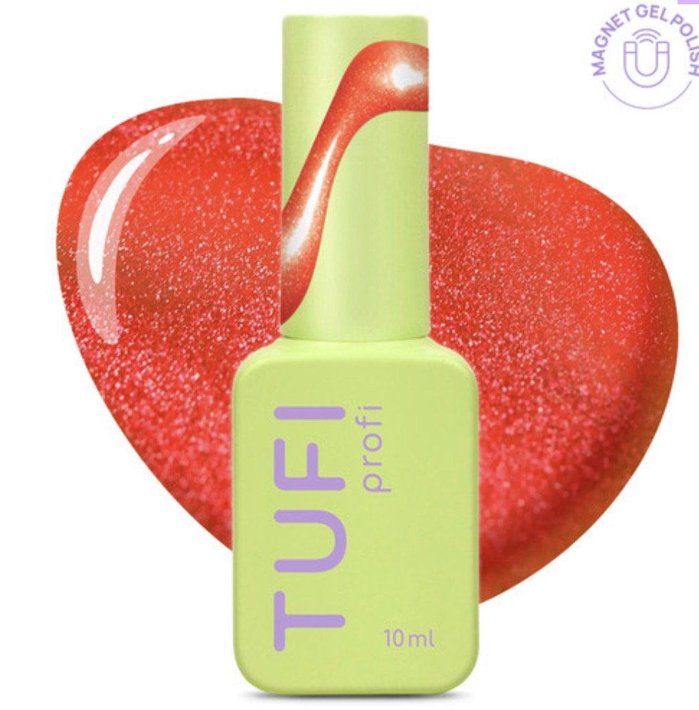 Gel polish TUFI profi NEON CAT EYE 56 Volt neon red 10ml - ilnail.com